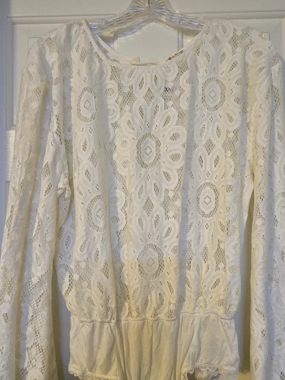 Free People Better With Time Long Bell Sleeve Lace Bodysuit - Ivory